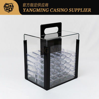 خرید کاملا شفاف 1000pcs پوکر خاکستری شکل گرد تراشه حامل آکریلیک کارخانه سفارشی کازینو تراشه حامل با دسته تولید آنلاین