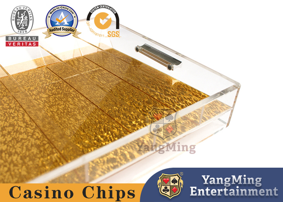 خرید وارداتی با کیفیت بالا و شفاف اکریلیک سیم طلا تراشه سینی پوکر میز بازی Tabletop 9 Grid Slot Chip Case تولید آنلاین