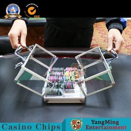 خرید 600 قطعه آلومینیوم شفافیت پنجره پوکر کازینو حامل تراشه با دو قفل تولید آنلاین