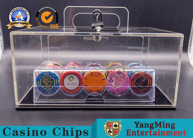 خرید بازی Metallic Iron + Lock Acrylic Poker Chip Case کامل و شفاف بازی جدول Baccarat تولید آنلاین