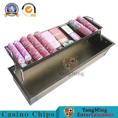 خرید سینی تراشه دو لایه آهنی با رنگ برنجی با قفل باکرات پوکر آکریلیک خاک رس ضد جعل براکت تولید آنلاین