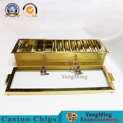 خرید تیتانیوم طلایی زرد فولاد ضد زنگ دو لایه قفل سینی تراشه بالا پایان جدول بازی پوکر میز بازی سفارشی تولید آنلاین