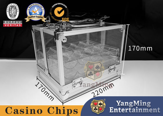 آلیاژ آلومینیوم 600 قطعه Texas Clay Portable Chip Box Poker Club Round ضد جعل جعبه ذخیره سازی سکه سکه