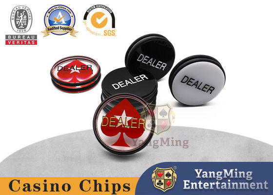 Texas Hold 'Em سیاه و سفید حکاکی دو طرفه دور فروشنده کارت تراشه تراشه پوکر اندازه میز فشار دادن قطعه موقعیت