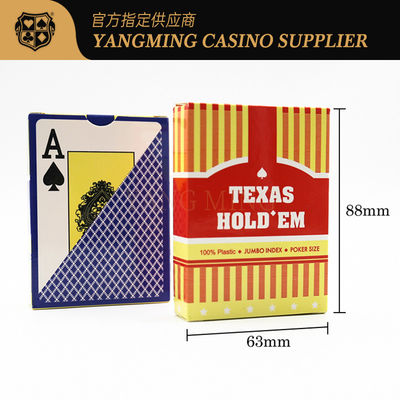 کارت های بازی ضد آب 100% پی وی سی کسل کننده برای پوکر رنگ قرمز آبی