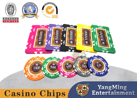 ABS Iron Core Clay Texas Hold'em Chip Set برای هشت تاج کازینو برچسب های سفارشی