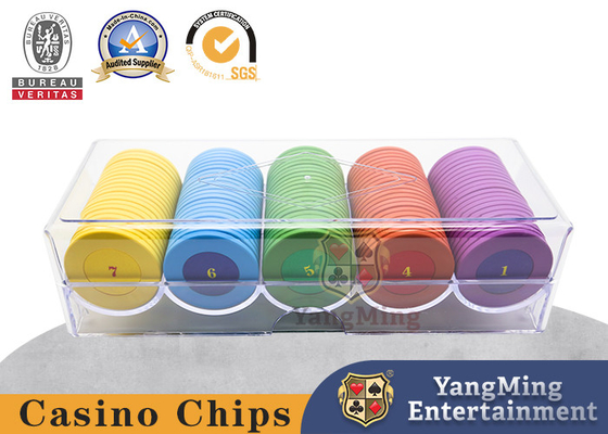 100 Pieces 5 Colors Striped 11.5 Gram Acrylic Poker Chip Case E