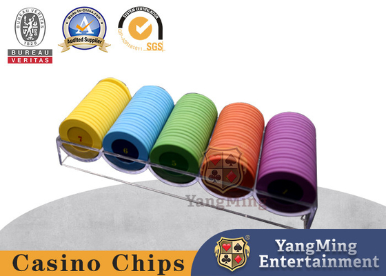 آکریلیک شفاف 5 ردیف 40 میلی متری پوکر سرامیکی تراشه تراشه بازی کازینو سرگرمی بازی روی میز تراشه تراشه